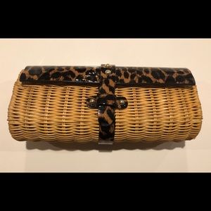 J. Crew Leopard Print Rattan Clutch